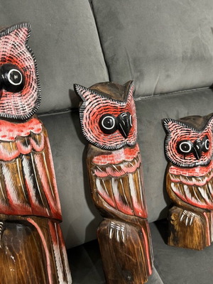 Owl set of 3 new, handmade, 50/40/30 cm