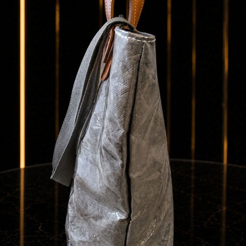 Tote bag large grey with brown handles new