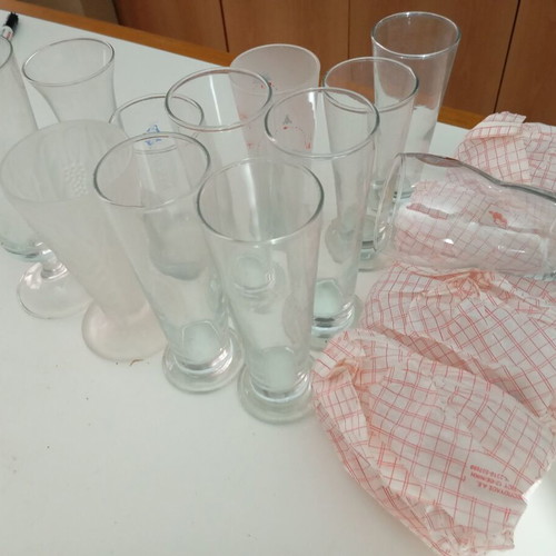 Beer, frappe and freddo espresso glasses like new, set of 16