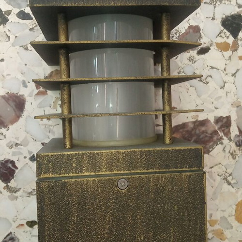 Lighting column square aluminum satin with E27 socket IP54, new