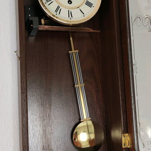 Hermle Fulham Westminster Chime wall clock made of solid walnut wood