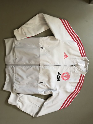 Adidas Manchester United μπουφάν, ανοιχτό γκρι και ροζ, XS