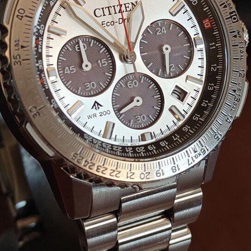 Citizen Promaster Sky EcoDrive Chronograph Silver Stainless Steel Bracelet watch like new