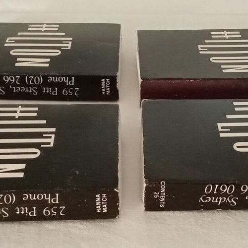Set of 4 collectible Hilton Sydney Australia matchboxes used, 1970s