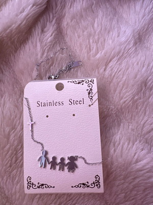 Family necklace new, gray with cross on the side
