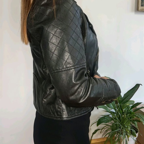 River Island women's leather jacket, black, size M-L