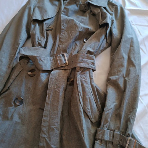 Checked gray trench coat used, size M