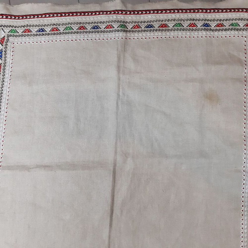 Vintage linen tablecloth used, 71×71 cm with decorative border