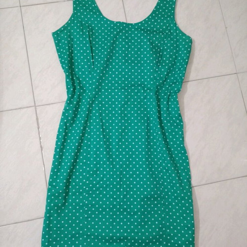 Green Polka Dot Mini Sleeveless Dress like new, size M