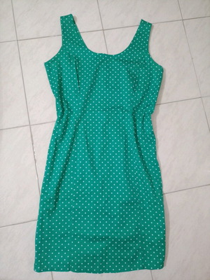 Green Polka Dot Mini Sleeveless Dress like new, size M