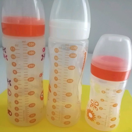 Chicco baby bottles used, pack of 3, plastic