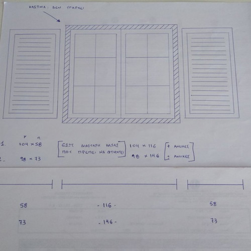 Oregon wooden double opening window and shutters set like new without frame