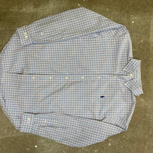 Ralph Lauren Longsleeve Shirt L, light blue white pink checked, black logo