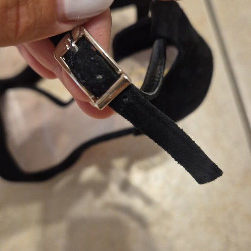 Mark Milan suede black 12cm heels sandals like new, size 39