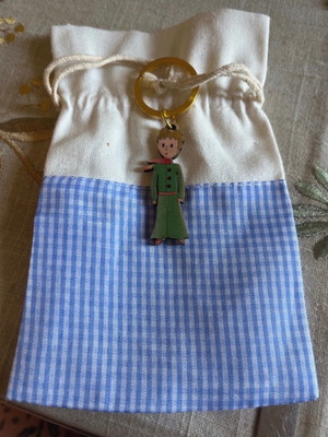 Baptism pouch with wooden Little Prince keychain