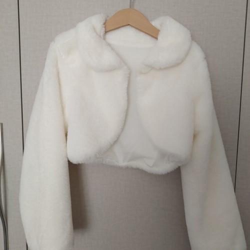 Fur bolero for flower girl, age 12, white