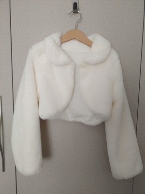 Fur bolero for flower girl, age 12, white