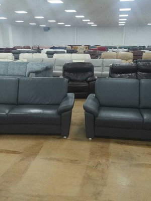Toto leather sofas new, gray, three-seater and two-seater