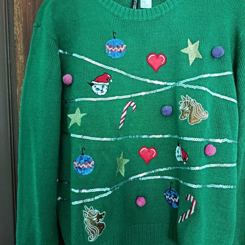 H&M knitted sweater like new, green, size M