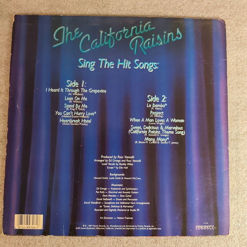The California Raisins Sing The Hit Songs LP vinyl 1987