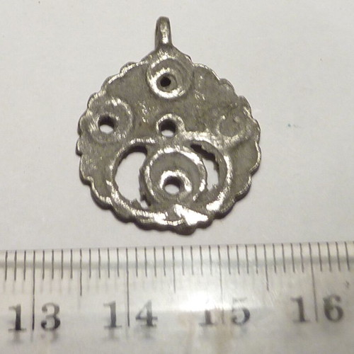 Pendant old used, white metal