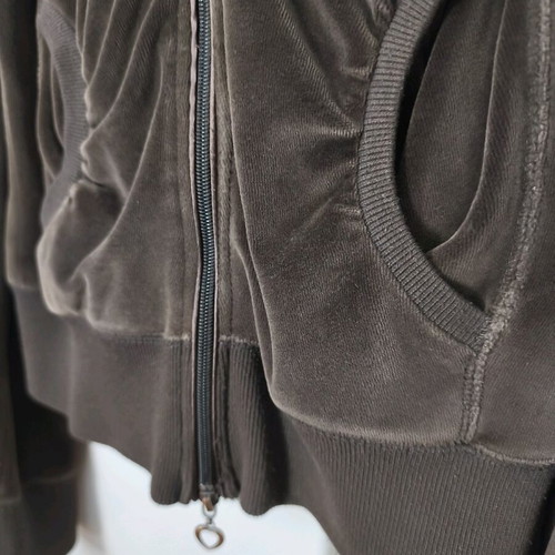 Stradivarius velour cardigan used, brown with hood