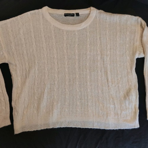 Brave Soul XL soft fluffy sweater with braids like new, white beige