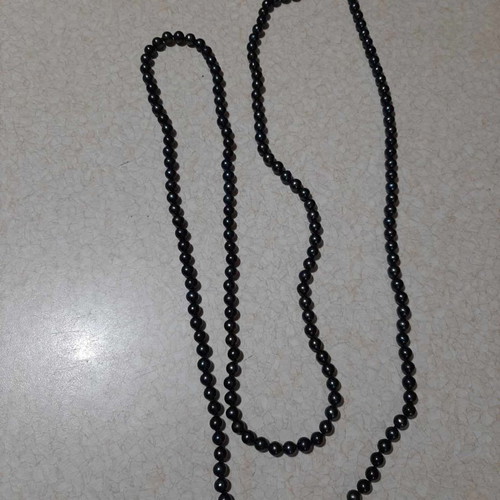 Necklace with black pearls very long with 925 silver new, from personal collection, unworn