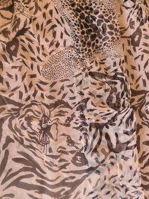 Square animal print scarf used black and beige