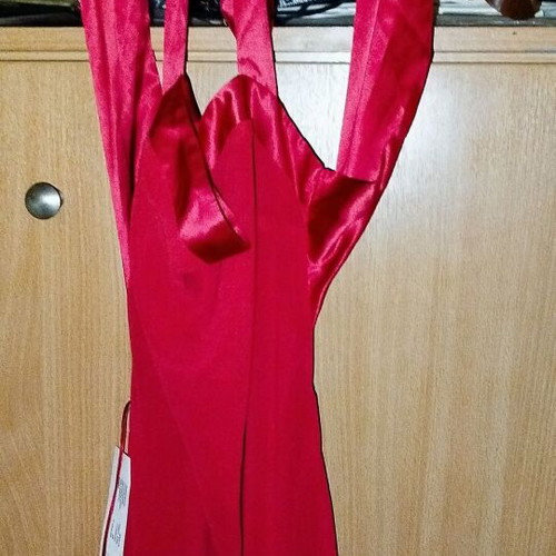 Evening dress red, new, ankle-length, Italian origin