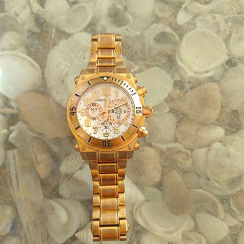 Jacques Farel stainless steel chronograph watch rose gold used