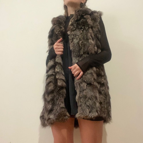 Silver Fox Fur Vest used, unisex, size M-L
