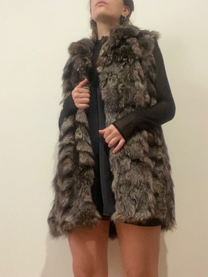 Silver Fox Fur Vest used, unisex, size M-L
