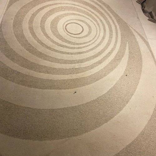 Carpet rug used, beige light and dark 2.90x1.95 m