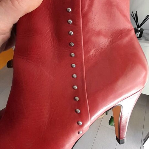 Zara leather ankle boots used, size 38, burgundy