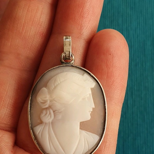 Cameo old silver pendant used (800, 925)