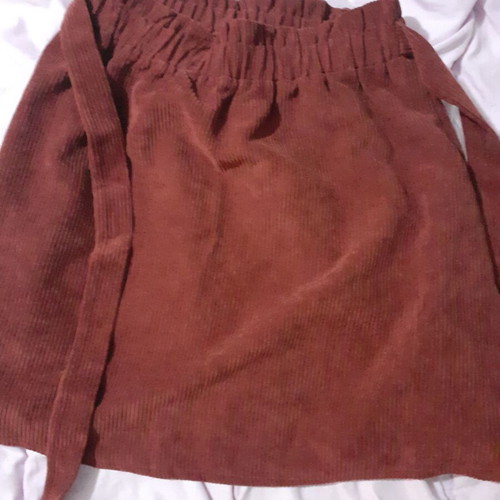 Mini corduroy skirt brown with integrated belt new