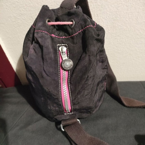 Kipling backpack mini used, black with pink details
