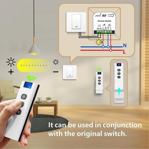 Wireless dimmer 230 V with remote for LED and halogen 10–150 W, no Wi-Fi