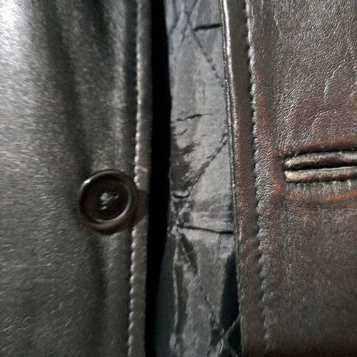 Vera Pelle leather coat used, men's black, size L