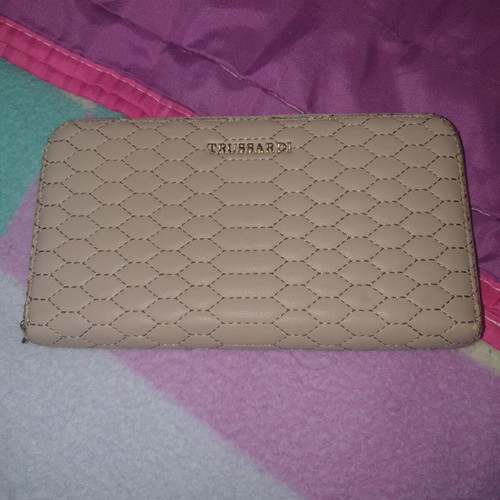 Trussardi beige wallet used with wear