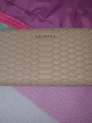 Trussardi beige wallet used with wear