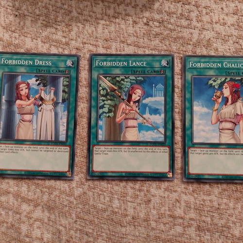 Yu-Gi-Oh Forbidden Dress, Lance, Chalice like new
