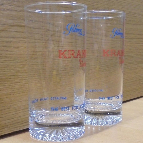 Krakus Vodka set of two promotional glasses like new