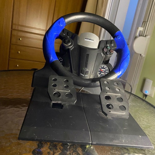 Steering wheel with pedals for PS2 used with PS2 and WRC