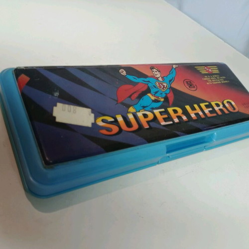 Superhero pencil case 80s with thermometer and clip new