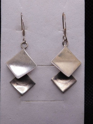 Women's Silver 925 Earrings used with Geometric Square Design