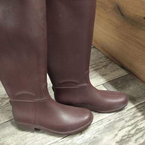 Women's rubber knee-high boots, cherry red, size 36