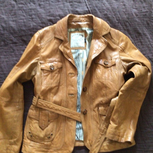 Tommy Hilfiger women's leather jacket used, brown, size S