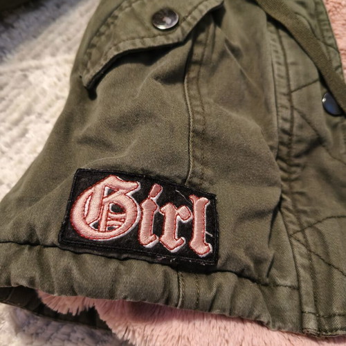 Parka jacket for girl 4 years old used, khaki with pink lining